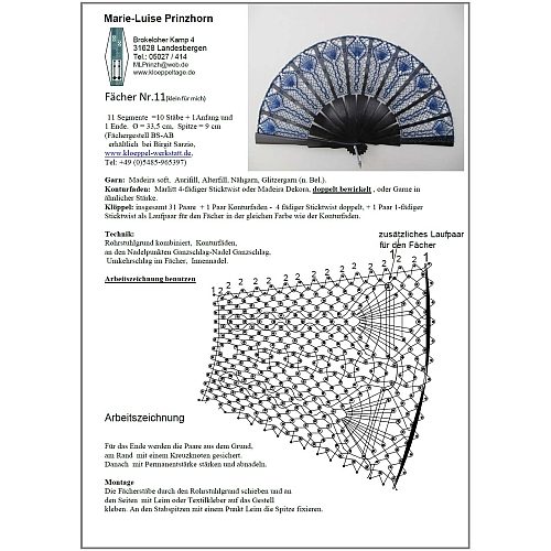 Fächer Modell Almeria und Brief Torchonspitze 11 - Klöppelbrief