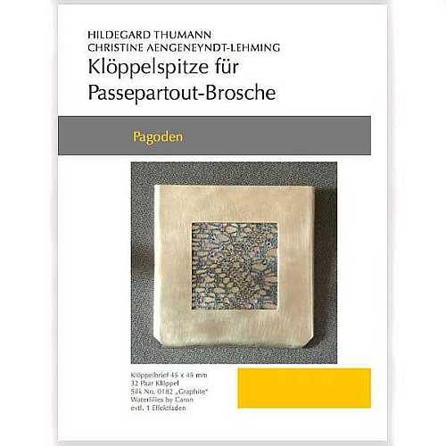 Klöppelbriefe für Passepartout-Brosche, Pagoden, Klöppelwerkstatt, klöppeln, Schmuck, Spitze, Passepartout