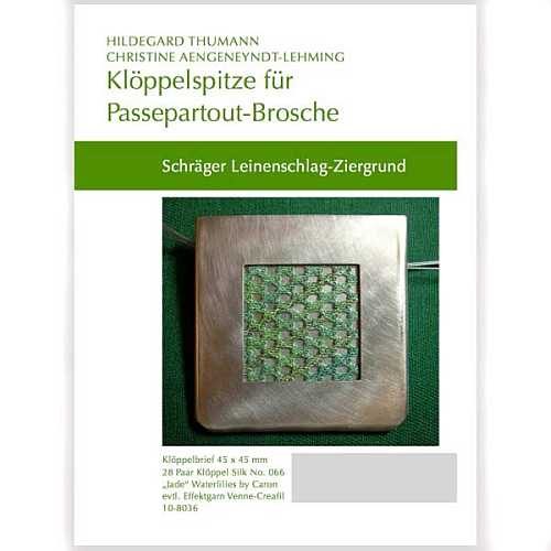 Klöppelbriefe für Passepartout-Brosche, schräger Leinenschlag Ziergrund, Klöppelwerkstatt, klöppeln, Schmuck, Spitze, Passepartout