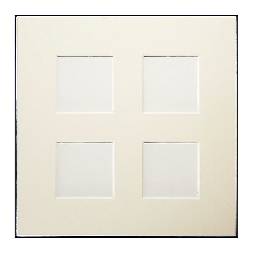 Passepartout 4 Ausschnitte 18 cm x 18 cm weiß, Rückseite geschlossen