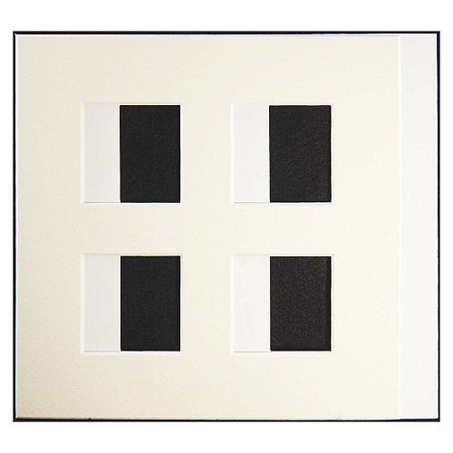 Passepartout 4 Ausschnitte 18 cm x 18 cm weiß, offen, Rückseite offen, beide Seiten