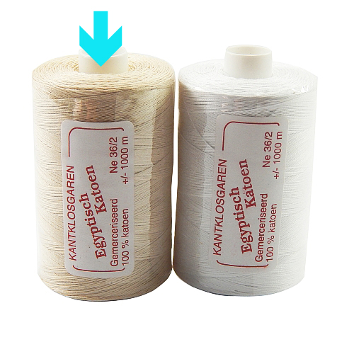 Egyptische Baumwolle Ne 36-2, 100% mercerisierte Baumwolle, in den Farben: optisch weiss und ecru, sehr gut zum klöppeln, häkeln, nähen, geeignet. Auch Ägyptische Baumwolle genannt, Garn, markiert ist die Farbe ecru