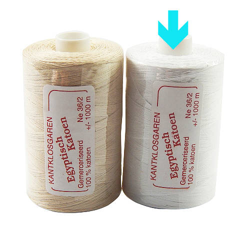 Egyptische Baumwolle Ne 36-2, 100% mercerisierte Baumwolle, in den Farben: optisch weiss und ecru, sehr gut zum klöppeln, häkeln, nähen, geeignet. Auch Ägyptische Baumwolle genannt, Garn, markiert ist die Farbe weiß