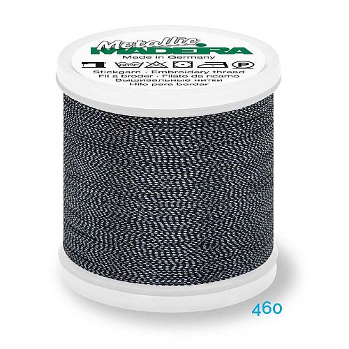 Madeira Metallic Soft No. 40 - Klöppelwerkstatt, metallisiertes Effektstickgarn, hergestellt aus Viskosefasern, mit einer extraschmalen Metallfolie ummantelt zum Sticken, Klöppeln, als Beilaufgarn, Knipling, Lace, Dentelle, Merletto, Pitsia, Kraj, Spitze, Kant, Farbnummer 460