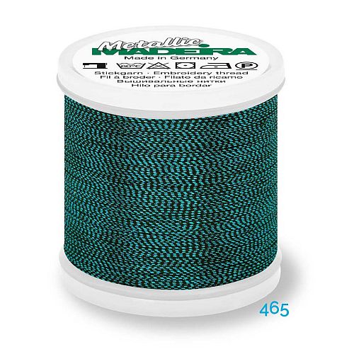 Madeira Metallic Soft No. 40 - Klöppelwerkstatt, metallisiertes Effektstickgarn, hergestellt aus Viskosefasern, mit einer extraschmalen Metallfolie ummantelt zum Sticken, Klöppeln, als Beilaufgarn, Knipling, Lace, Dentelle, Merletto, Pitsia, Kraj, Spitze, Kant, Farbnummer 465