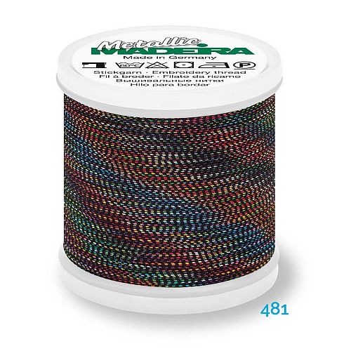 Madeira Metallic Soft No. 40 - Klöppelwerkstatt, metallisiertes Effektstickgarn, hergestellt aus Viskosefasern, mit einer extraschmalen Metallfolie ummantelt zum Sticken, Klöppeln, als Beilaufgarn, Knipling, Lace, Dentelle, Merletto, Pitsia, Kraj, Spitze, Kant, Farbnummer 481