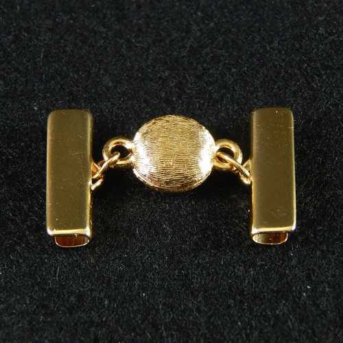 1 Magnetverschluss mit Klemme 14282 zum festklemmen der Spitze. Nur in der Klöppelwerkstatt erhältlich, vergoldet 20mm