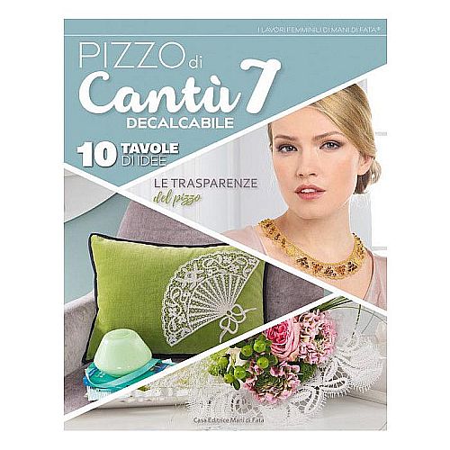 Pizzo di Cantu 7, in der Klöppelwerkstatt, Spitzen in verschiedene Techniken, vorwiegend Brügger Blumenwerk, Cantu und Bänderspitze, klöppeln, italienische Zeitschrift