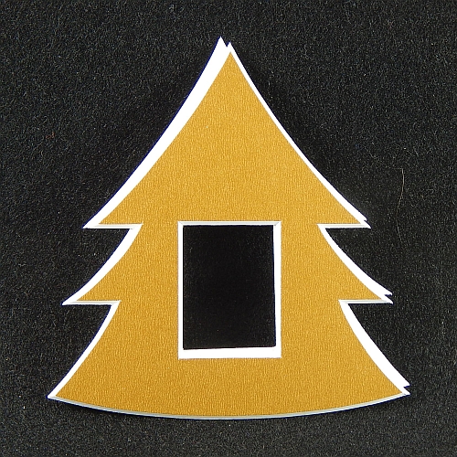 Deko-Passepartout Tanne in gold, in der Klöppelwerkstatt, klöppeln, sticken, Nadelspitze, Weihnachten