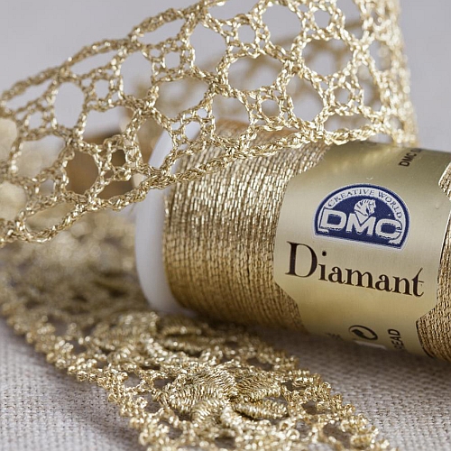 DMC Diamant Metallic Garn in gold, in der Klöppelwerkstatt, Metallic