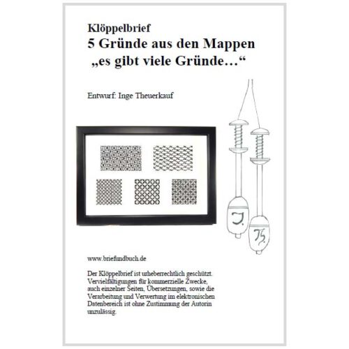 Klöppelbrief 5 Gründe - Inge Theuerkauf, in der Klöppelwerkstatt, geklöppelt mit Aurifil und Madeira Soft