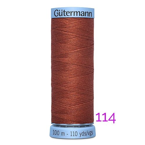 Gütermann Seide S303, Seidengarn auf der 100m Spule Farbe 114, in der Klöppelwerkstatt erhältlich und sehr gut zum klöppeln, häkeln, quilten, nähen, für Patchwork und Kumihimo geeignet.