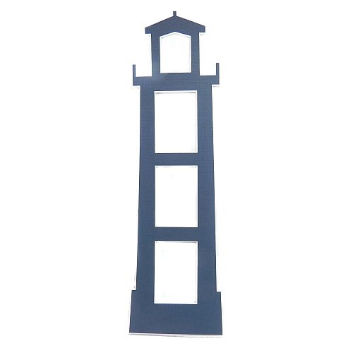 Deko-Passepartout Leuchtturm blau Rückseite geschlossenDeko-Passepartout Leuchtturm mit Spitze, in der Klöppelwerkstatt, klöppeln, Strand, Sticken, Nadelspitze