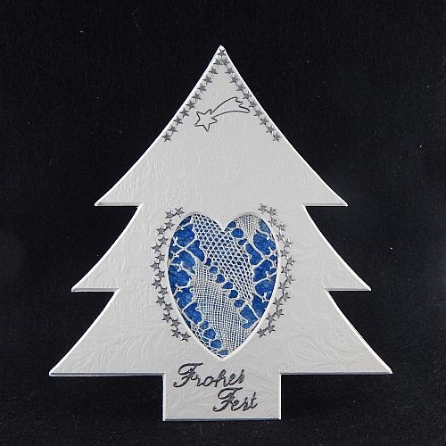 Deko-Passepartout Tanne L mit geklöppelter Spitze - Klöppelwerkstatt, klöppeln, Weihnachten, sticken, Nadelspitze