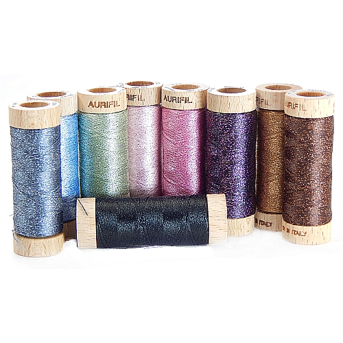 AURIFIL - Brillo Glitzergarn in 10 Farben - Klöppelwerkstatt, Effektgarn, Glitzergarn, Metallic, Stickgarn, in der Klöppelwerkstatt erhältlich