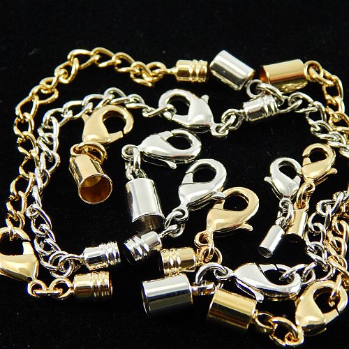 Endkappen D=2mm-3mm-4mm - Klöppelwerkstatt, mit Kette oder Karabiner, Schmuck, Verschlüsse, klöppeln