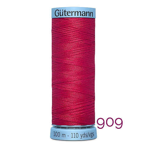 Gütermann Seide S303, Seidengarn auf der 100m Spule Farbe 909, in der Klöppelwerkstatt erhältlich und sehr gut zum klöppeln, häkeln, quilten, nähen, für Patchwork und Kumihimo geeignet.