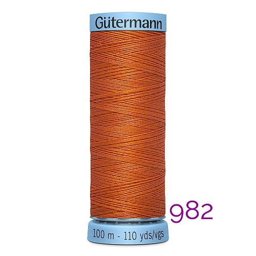 Gütermann Seide S303, Seidengarn auf der 100m Spule Farbe 982, in der Klöppelwerkstatt erhältlich und sehr gut zum klöppeln, häkeln, quilten, nähen, für Patchwork und Kumihimo geeignet.