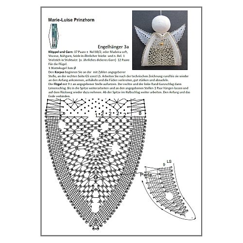 Klöppelbrief Engelchen 3a ~ M.L. Prinzhorn, in der Klöppelwerkstatt erhältlich, klöppeln, Weihnachten, Torchon