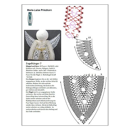 Klöppelbrief Engelchen 7 ~ M.L. Prinzhorn, in der Klöppelwerkstatt erhältlich, klöppeln, Weihnachten, Torchon