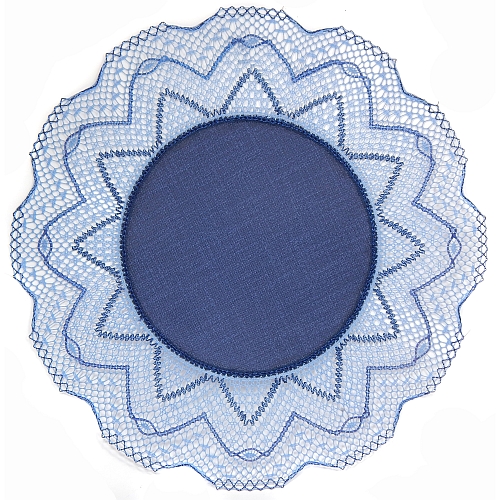 Klöppelbrief Anhäkelform Kreis d20cm, von Marie Luise Prinzhorn, in der Klöppelwerkstatt, klöppeln, häkeln, Lochranddeckchen, fertige Spitze