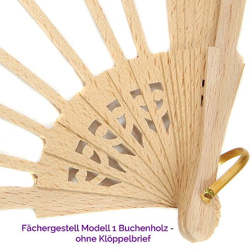 Fächergestell Modell 1 Buchenholz - Klöppelwerkstatt, Holzart: Buchenholz mit Verzierungen, Breite der Spitze: 11 cm, ohne Klöppelbrief, klöppeln, Abanico, Spitze