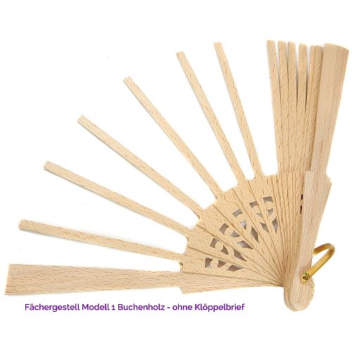 Fächergestell Modell 1 Buchenholz - Klöppelwerkstatt, Holzart: Buchenholz mit Verzierungen, Breite der Spitze: 11 cm, ohne Klöppelbrief, klöppeln, Abanico, Spitze