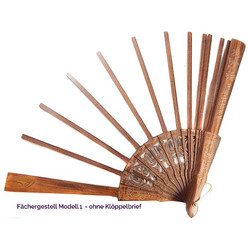 Fächergestell Modell 1 - Klöppelwerkstatt, Holzart: Edelholz mit Verzierungen, Breite der Spitze: 13 cm, ohne Klöppelbrief, klöppeln, Abanico