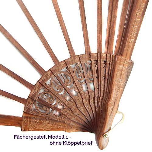 Fächergestell Modell 1 - Klöppelwerkstatt, Holzart: Edelholz mit Verzierungen, Breite der Spitze: 13 cm, ohne Klöppelbrief, klöppeln, Abanico