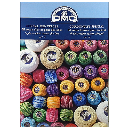 DMC Spezial Dentelle 80 - Farbkarte mit 72 Garnproben alle Farben sind in der Farbkarte als Garnprobe enthalten, in der Klöppelwerkstatt erhältlich, Baumwollgarn, in der Klöppelwerkstatt, Baumwollgarn, zum Häkeln, Klöppeln, Stricken, für Occhi, Frivolite