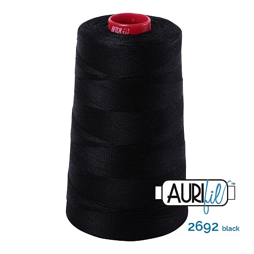 AURIFIL Baumwollgarn - 140 g Spule - Klöppelwerkstatt in 270 Farben erhältlich, hervorragend zum klöppeln, sticken, quilten, stricken, patchwork, nähen, häkeln, Stärke 12wt Farbe 2692 black