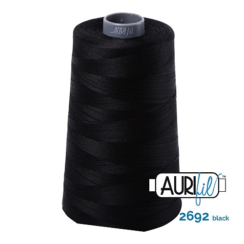 AURIFIL Baumwollgarn - 140 g Spule - Klöppelwerkstatt in 270 Farben erhältlich, hervorragend zum klöppeln, sticken, quilten, stricken, patchwork, nähen, häkeln, Stärke 28wt Farbe 2692 black