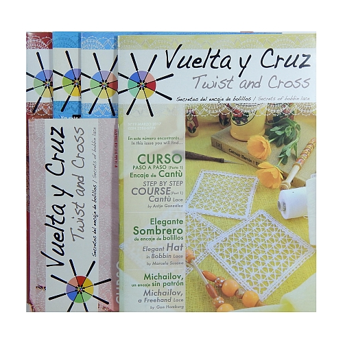 Vuelta Y Cruz - Twist and Cross – spanische Klöppel-Zeitschrift, in der Klöppelwerkstatt erhältlich, Spitzen-Techniken, klöppeln, Klöppelbriefe mit Abbildungen und technischen Zeichnungen.