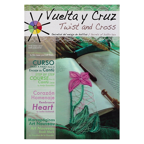 Vuelta Y Cruz - Twist and Cross – Heft Nr. 20, spanische Klöppel-Zeitschrift, in der Klöppelwerkstatt erhältlich, Spitzen-Techniken, klöppeln, Klöppelbriefe mit Abbildungen und technischen Zeichnungen.