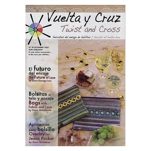 Vuelta Y Cruz - Twist and Cross – Heft Nr. 30, spanische Klöppel-Zeitschrift, in der Klöppelwerkstatt erhältlich, Spitzen-Techniken, klöppeln, Klöppelbriefe mit Abbildungen und technischen Zeichnungen.