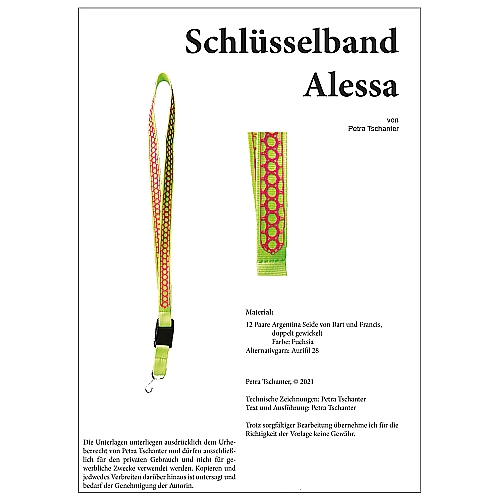 Schlüsselband Alessa- Klöppelbrief von Petra Tschanter in der Klöppelwerkstatt