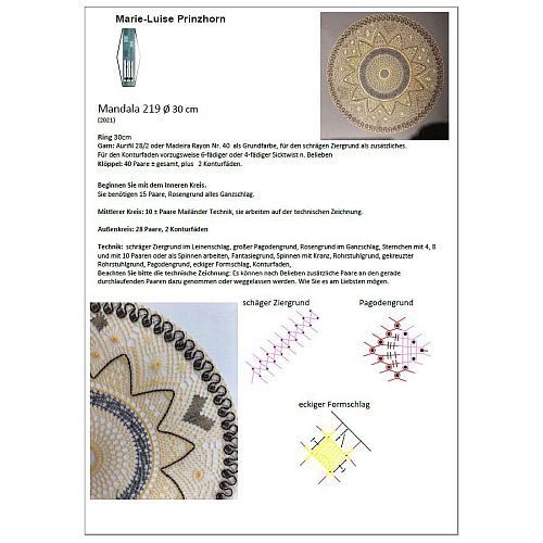 Klöppelbrief Mandala 219 ~ M. L. Prinzhorn, in der Köppelwerkstatt erhältlich, Fensterbild, Torchon, klöppeln
