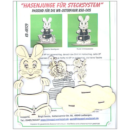 Set Aufsteller Hasenmädchen - Klöppelwerkstatt, klöpprln zu Ostern, Osterdekoration Hase