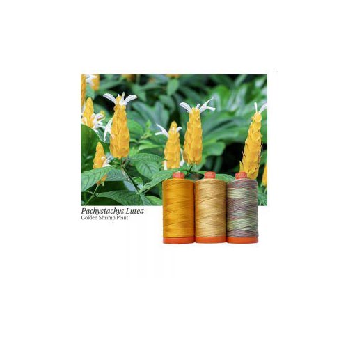 GOLDEN SHRIMP PLANT by Aurifil - Aurifil Color Builder 2022, in der Klöppelwerkstatt erhältlich, Klöppeln, Sticken, Häkeln, Patchwork, Quilten