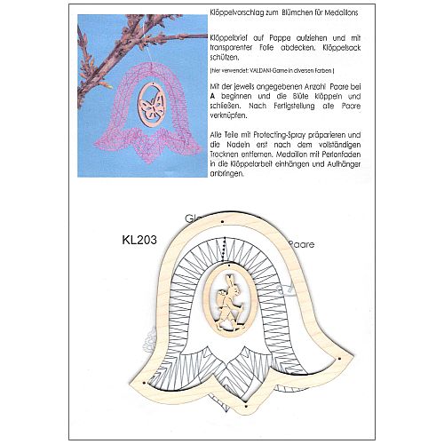 Set Frühlingsschmuck Glockenblume - Klöppelwerkstatt, klöppeln im Frühling, Frühlingsstrauß, Ostern, Dekoration