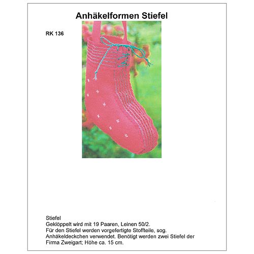 Klöppelbrief Stiefel 136 - Inge Theuerkauf, in der Klöppelwerkstatt, Anhäkelformen, klöppeln, Lochranddeckchen, Häkeln, Dekoration, Weihnachten, Christmas