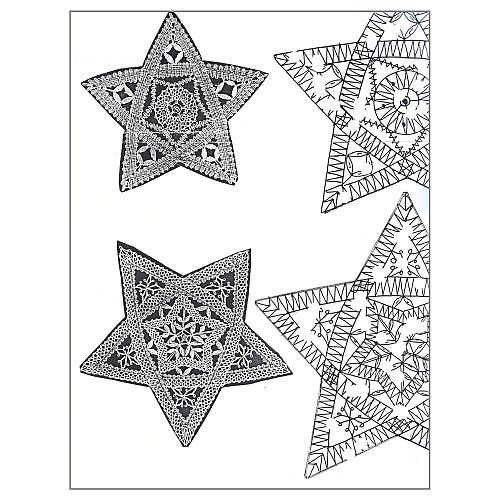 Klöppelbrief 5-zack Sternenserie 1 - Klöppelwerkstatt - in 5 Größen ~ Regine Melzer, können als Sternenreihe oder als Mobile kombiniert werden, klöppeln, deko, Weihnachten, Christmas, Torchon, Sterne