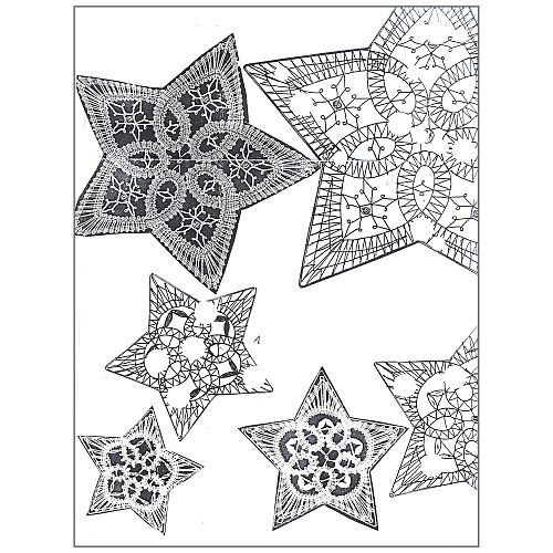 Klöppelbrief 5-zack Sternenserie 2 - Klöppelwerkstatt - in 5 Größen ~ Regine Melzer, können als Sternenreihe oder als Mobile kombiniert werden, klöppeln, deko, Weihnachten, Christmas, Torchon, Sterne