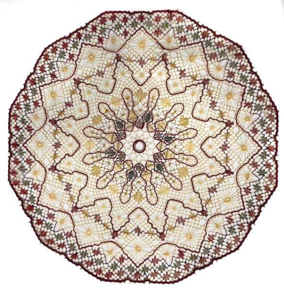 Klöppelbrief Kaleidoskop 221 ~ M. L. Prinzhorn - Klöppelwerkstatt, Torchon Gründe Größe: 36 cm im Durchmesser, klöppeln,