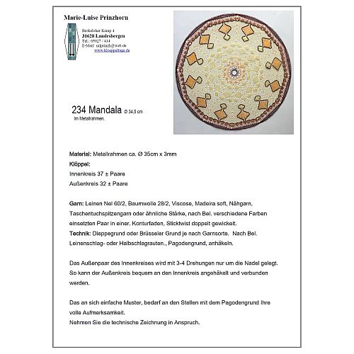 Klöppelbrief Mandala 234 ~ M. L. Prinzhorn, in der Köppelwerkstatt erhältlich, Fensterbild, Torchon, klöppeln