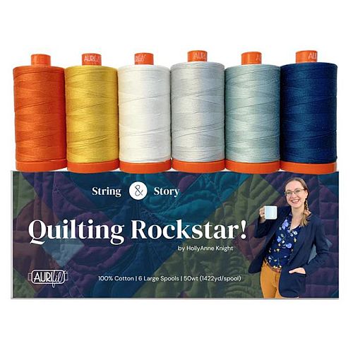 Quilting Rockstar by Hollyanne Knight by Aurifil - Klöppelwerkstatt, Set 6 Spulen Aurifil in 4 Stärken erhältlich, Quilten, Patchwork, Nähen, klöppeln