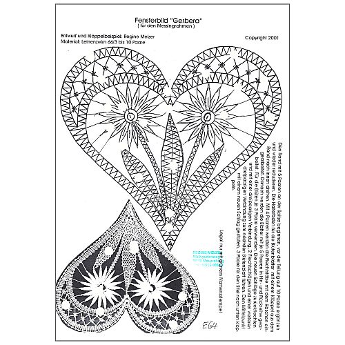 Klöppelbrief Herz Gerbrea - Klöppelwerkstatt, Entwurf: Regine Melzer für den Holzrahmen Herz, Größe: 21 cm x 21 cm, klöppeln Muttertag, Valentinstag