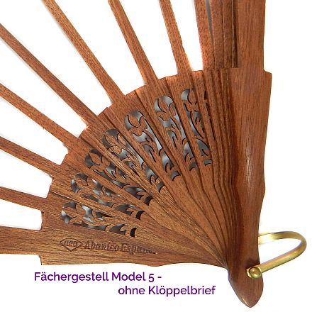 Fächergestell Modell 5 - Klöppelwerkstatt, Holzart: Mahagonie mit Verzierungen, Breite der Spitze: 14 cm, ohne Klöppelbrief, klöppeln, Abanico, Spitze