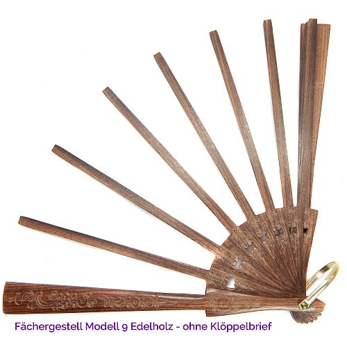 Fächergestell Modell 9 - Klöppelwerkstatt, Holzart: Edelholz mit Verzierungen, Breite der Spitze: 13,0 cm, ohne Klöppelbrief, klöppeln, Abanico, Spitze