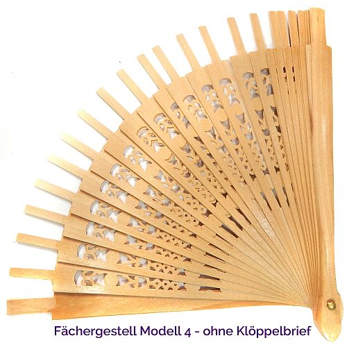 Fächergestell Modell 4 - Klöppelwerkstatt, Holzart: Birke lakiert mit Verzierungen, Breite der Spitze: 9,3 cm, ohne Klöppelbrief, Abanico, klöppeln, Spitze